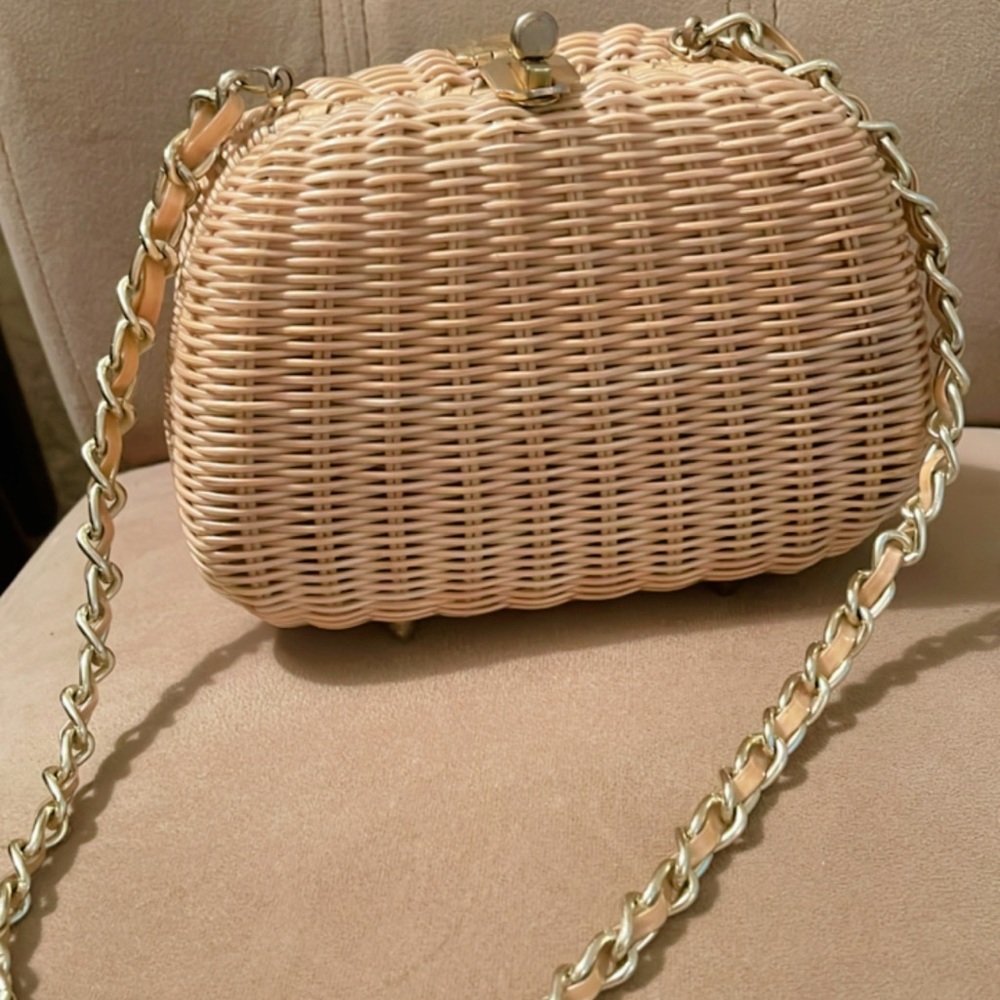 Vintage ADG Purse Woven Beige Made In Hong Kong